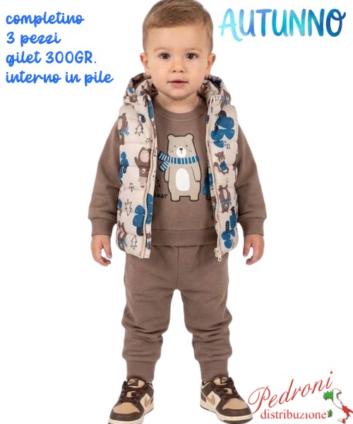 Completo neonato SWEET H868 BEIGE/cioccolata...