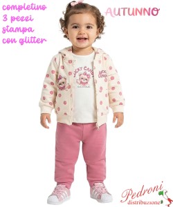 *AUTUNNO*Tuta neonata HOPE STAR BK1156 LATTE/rosa 3/18 mesi