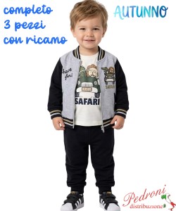 *AUTUNNO*Tuta neonato MR JAK JA2722 GRIGIO/blu 12/36 mesi