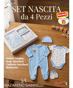 *NAZARENO GABRIELLI* SET REGALO NASCITA 4 pz. NG3590 CIELO