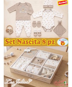 * LES JOLIES * SET NASCITA composto da 8 pezzi LJ3592 BEIGE