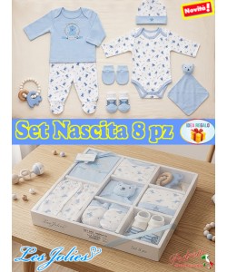 * LES JOLIES * SET NASCITA composto da 8 pezzi LJ3592 CIELO
