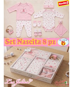 * LES JOLIES * SET NASCITA composto da 8 pezzi LJ3592 ROSA