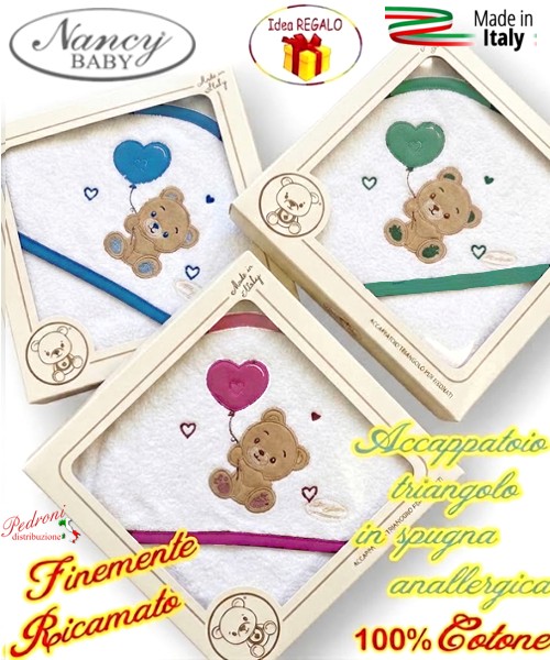 Baby accappatoio TRIANGOLO spugna RICAMATO...