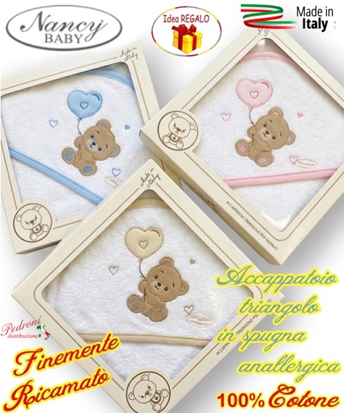 Baby accappatoio TRIANGOLO spugna RICAMATO...