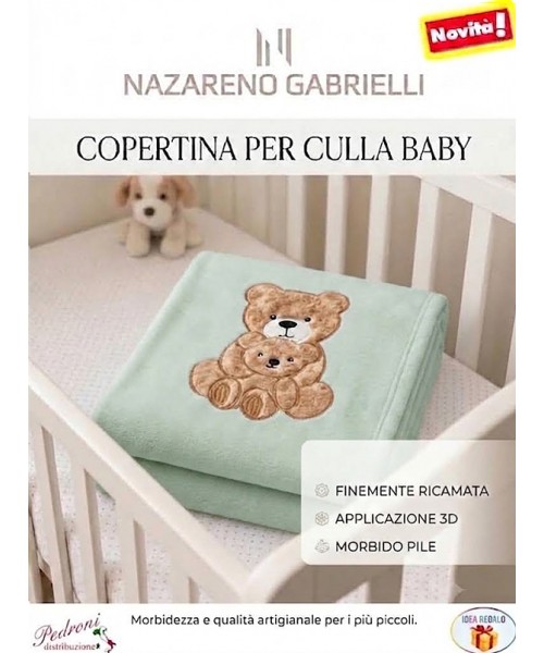 Copertina CULLA pile "RICAMATA ORSO" NG-444 VERDE