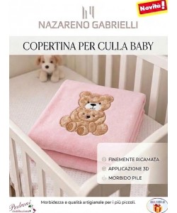 Copertina CULLA pile "RICAMATA ORSO" NG-444 ROSA