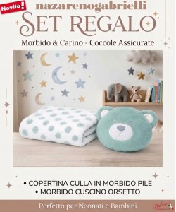 *IDEA REGALO* SET Copertina + Cuscino ORSETTO NG-4742 DIS.1 Verde