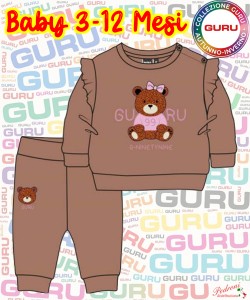 * GURU * COMPLETO BABY FEMMINA Felpato 019B 3-12 Mesi MOKA