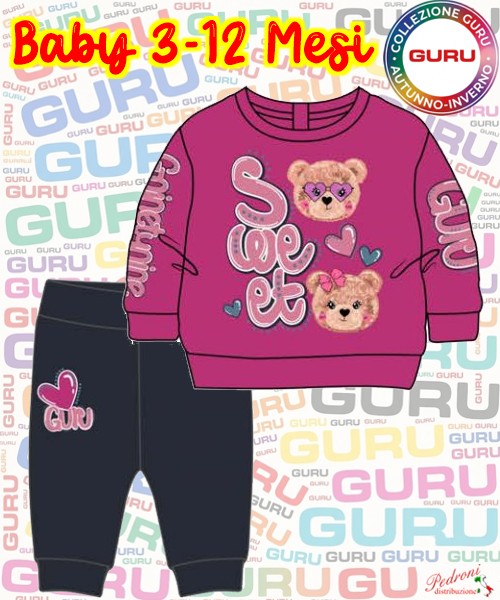 * GURU * COMPLETO BABY FEMMINA Felpato 010B...