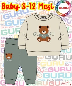 * GURU *  COMPLETO-BABY MASCHIO Felpato 014B 3-12 Mesi AVORIO