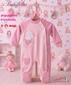 I BATUFFOLINI Pigiamone neonata" FELPATO "B550/7 F Rosa Forte/Rosa