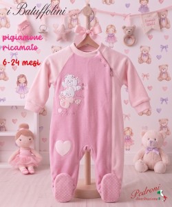 I BATUFFOLINI Pigiamone neonata" FELPATO "B550/7F Rosa Rosa /Forte