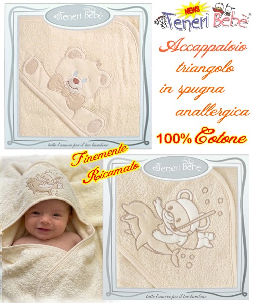 Baby accappatoio TRIANGOLO spugna RICAMATO...