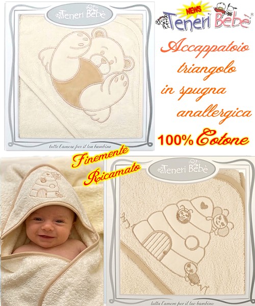 Baby accappatoio TRIANGOLO spugna RICAMATO...