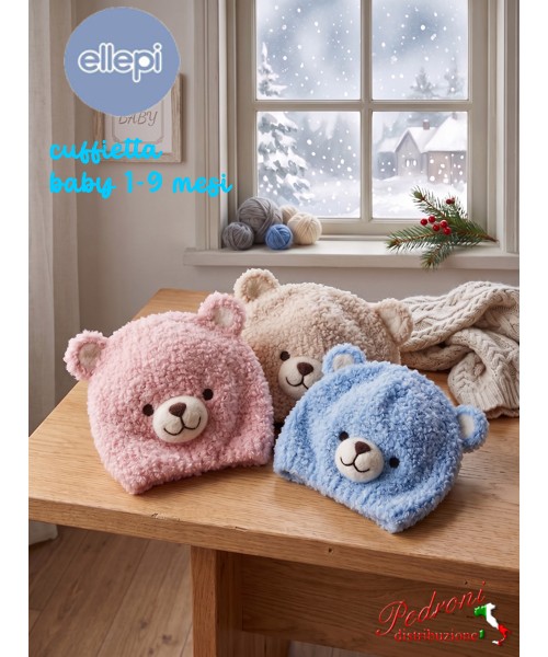 ELLEPI Cuffia BABY " ORSETTO " 1/9 Mesi BH7993...