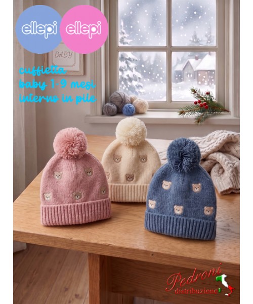 ELLEPI Cuffia BABY Ricamata BH8032 in 3 Colori...