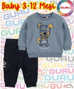 * GURU *  COMPLETO-BABY MASCHIO Felpato 017B 3-12 Mesi CASHMERE BLUE