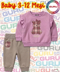 * GURU * COMPLETO BABY FEMMINA Felpato 018B 3-12 Mesi BLUSH PINK