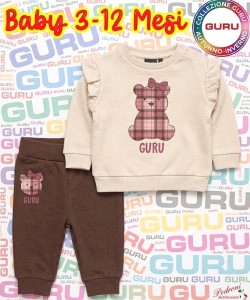 * GURU * COMPLETO BABY FEMMINA Felpato 018B 3-12 Mesi AVORIO