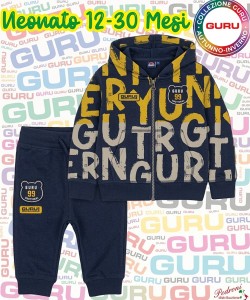 * GURU * COMPLETO-NEONATO Felpata 041N 12-30 Mesi BLUE