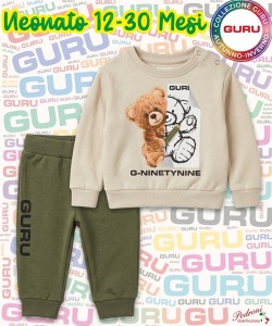 * GURU * COMPLETO-NEONATO Felpato 053N 12-30 Mesi AVORIO