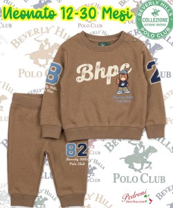 * POLO BEVERLY * COMPLETO-NEONATO Felpato 014N 12-30 Mesi COCONUT