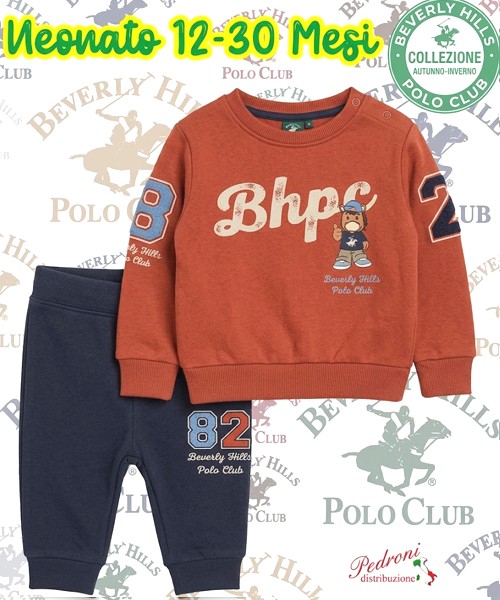 * POLO BEVERLY * COMPLETO-NEONATO Felpato 014N 12-30 Mesi DEEP ORANGE