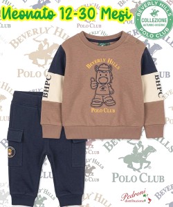 * POLO BEVERLY * COMPLETO-NEONATO Felpato 016N 12-30 Mesi MOKA