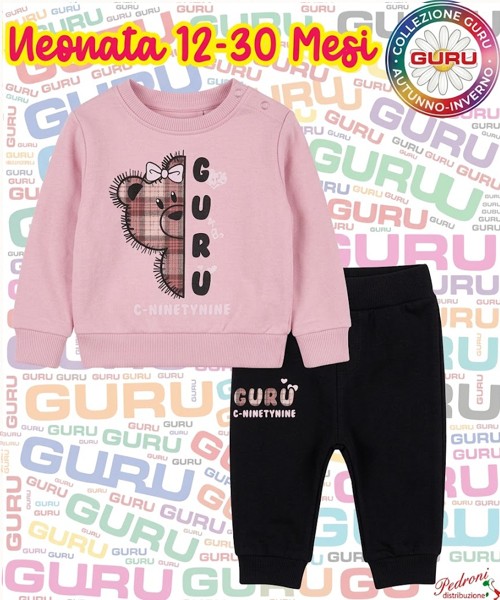 * GURU* COMPLETO-NEONATA Felpato 082N 12-30 Mesi SWEET PINK