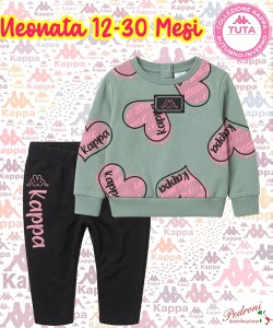 * KAPPA * COMPLETO-TUTA NEONATA Felpata 032N 12-30 Mesi GREEN