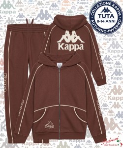 *KAPPA* TUTA RAGAZZO Felpata 023T 8/14 Anni CASTAGNA