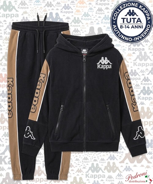 *KAPPA* TUTA RAGAZZO Felpata 020T 8/14 Anni BLACK