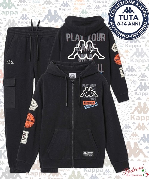 *KAPPA* TUTA RAGAZZO Felpata 024T 8/14 Anni BLACK