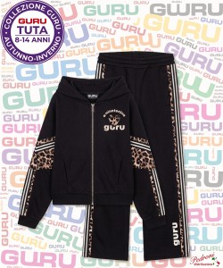 *GURU* COMPLETO TUTA RAGAZZA Felpata 026T 8/14 Anni BLACK