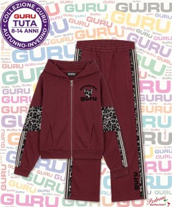 *GURU* COMPLETO TUTA RAGAZZA Felpata 026T 8/14 Anni MELOGRANO