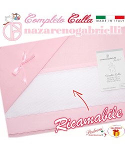 *DA RICAMO* NAZARENO Completo lenzuolino CULLA NG88 Rosa/Bianco