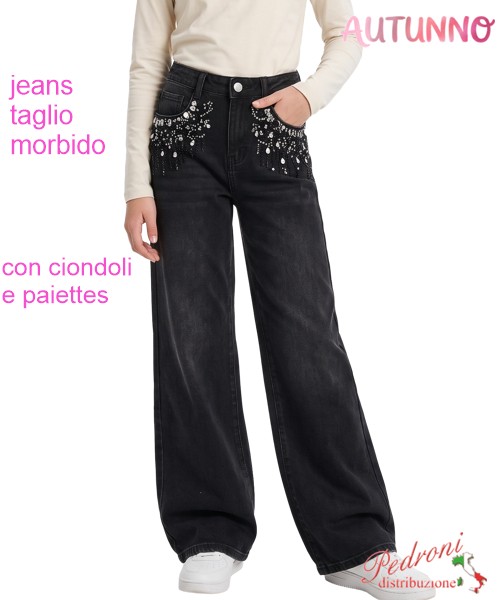 Pantalone jeans ragazza LOLLITOP N7062 NERO...