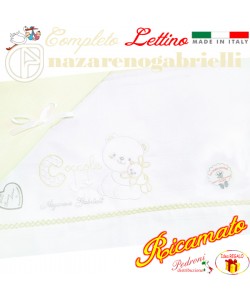 NAZARENO Completo LETTINO ricamato NG 101.34 Bianco/Giallo