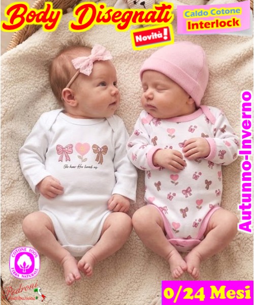"DISEGNATO" Body M/L CALDO COTONE Interlock...