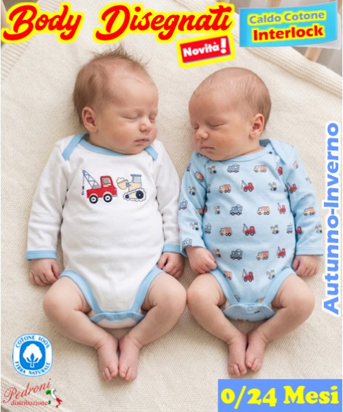 "DISEGNATO" Body M/L CALDO COTONE Interlock...