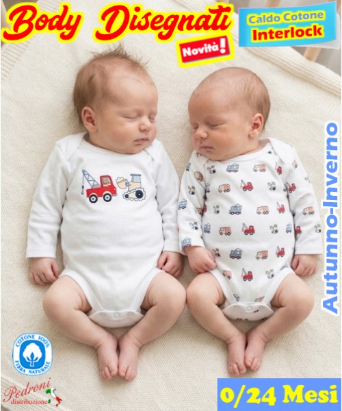 "DISEGNATO" Body M/L CALDO COTONE Interlock...