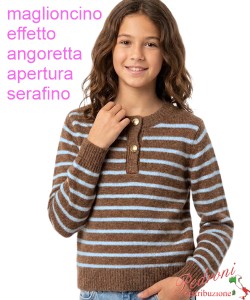 Maglioncino bambina INJULY AB3529 CIOCCOLATO/sky 4/14 anni