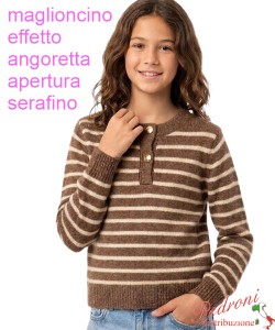 Maglioncino bambina INJULY AB3529 CIOCCOLATO/beige 4/14 anni