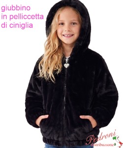 Giubbino Pelliccetta bambina CHIC AF2833 NERO 4/12 anni