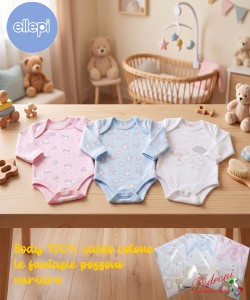 Body COTONE FELPATO neonato/a M/M AF5341/5290/5411 ASS. TAGLIE E SCELTA