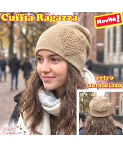 CUFFIA RAGAZZA modello lavorato con " CUORE " art.BF-7060 Beige