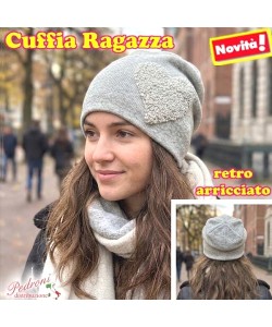 CUFFIA RAGAZZA modello lavorato con " CUORE " art.BF-7060 Grigio