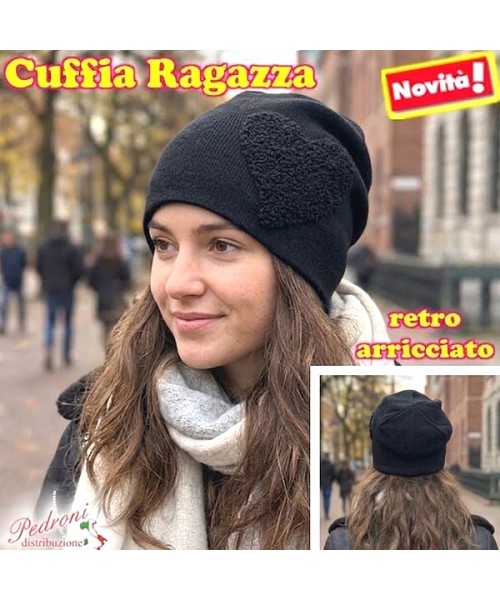 CUFFIA RAGAZZA modello lavorato con " CUORE "...