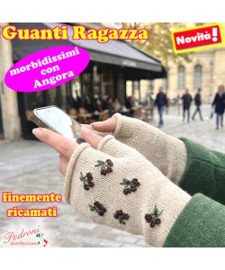 GUANTI RAGAZZA modello lavorato con " RICAMI " art.G7-9070 Beige